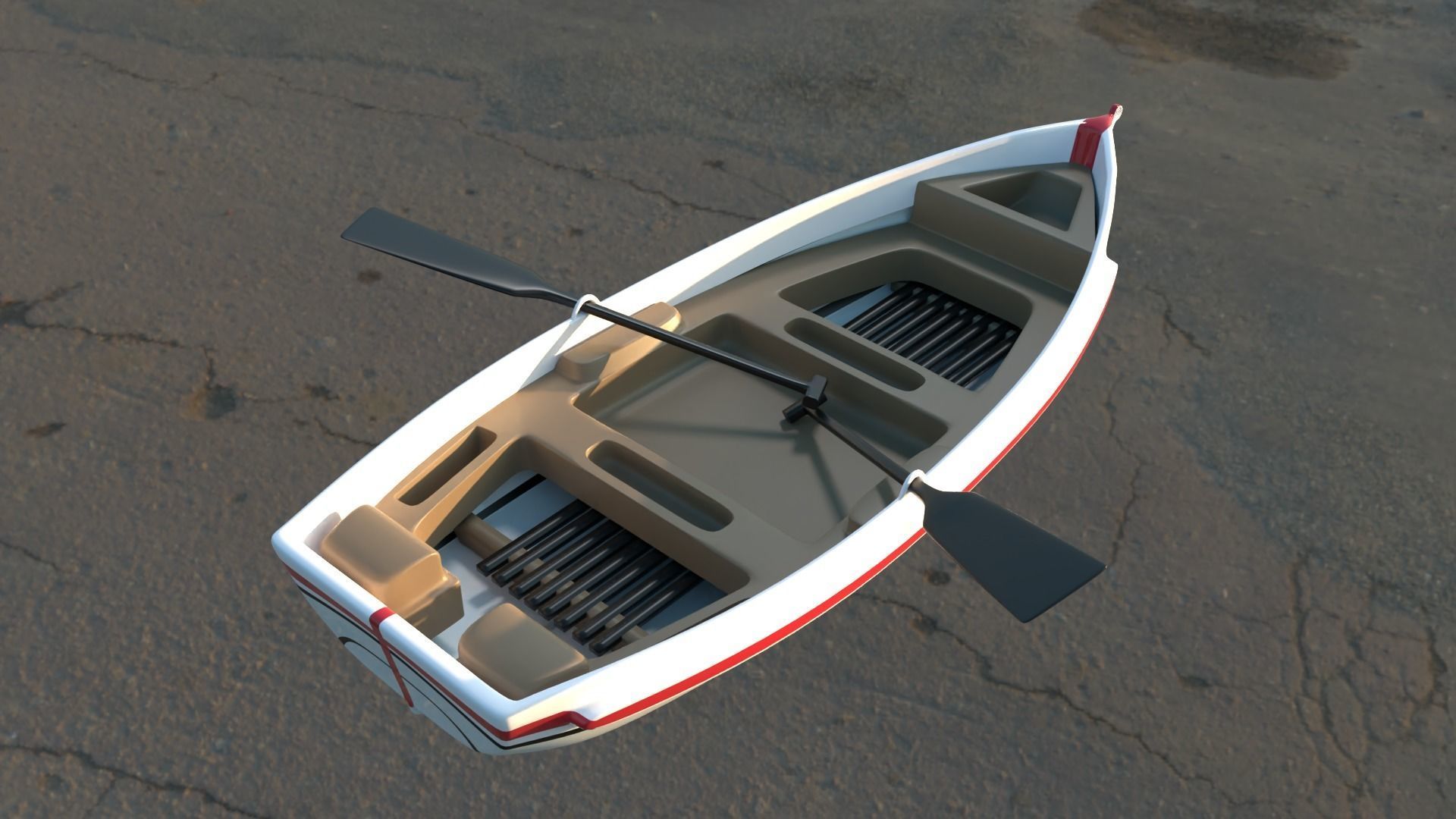 dinghy white Low-poly 3D model_2