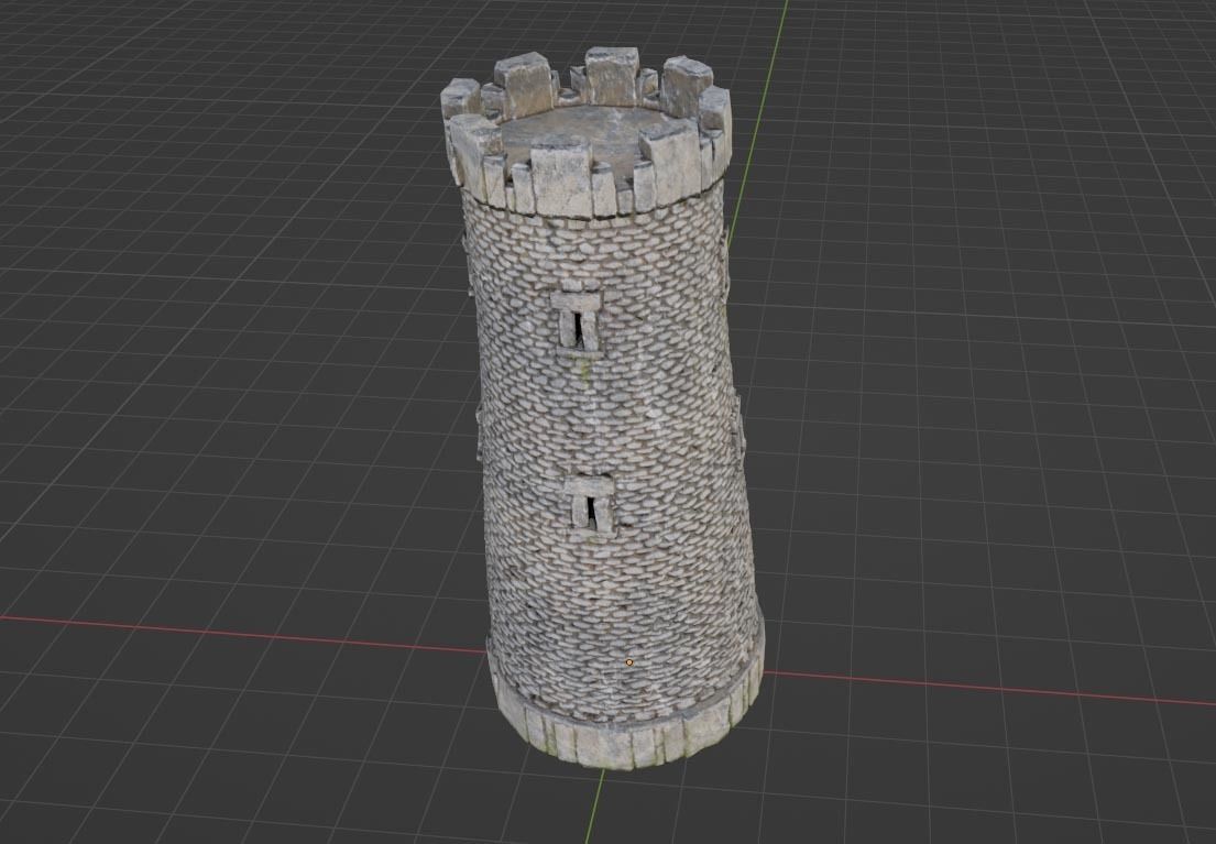 Castle Turret - Stone Embattlement Tower - Fortress Model Low-poly 3D model_1