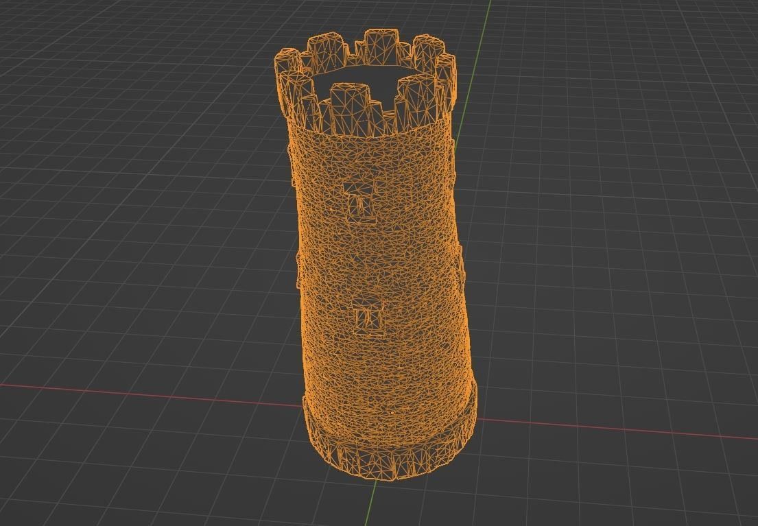 Castle Turret - Stone Embattlement Tower - Fortress Model Low-poly 3D model_4