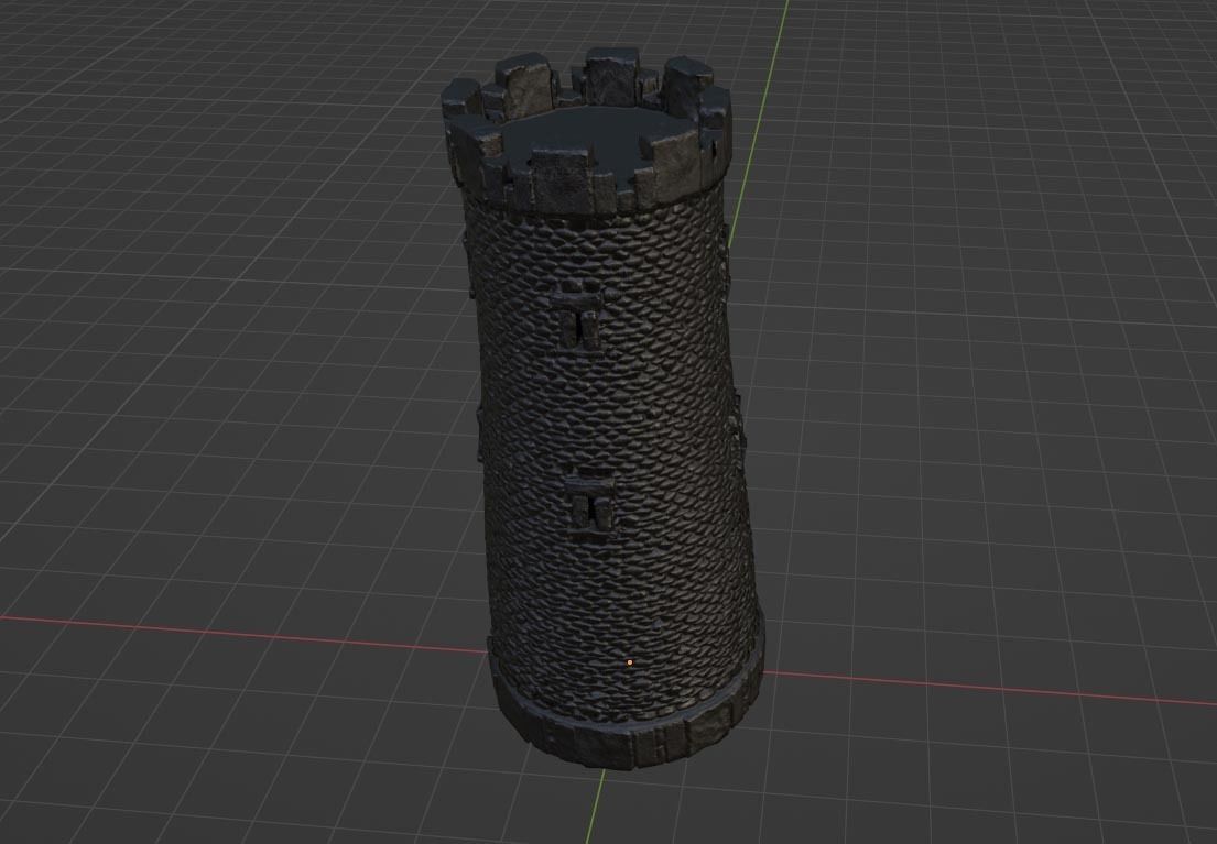 Castle Turret - Stone Embattlement Tower - Fortress Model Low-poly 3D model_2