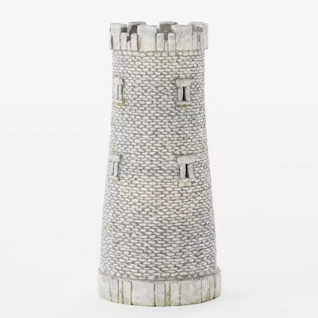 Castle Turret - Stone Embattlement Tower - Fortress Model Low-poly 3D model_0