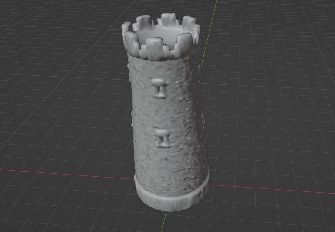 Castle Turret - Stone Embattlement Tower - Fortress Model Low-poly 3D model_3