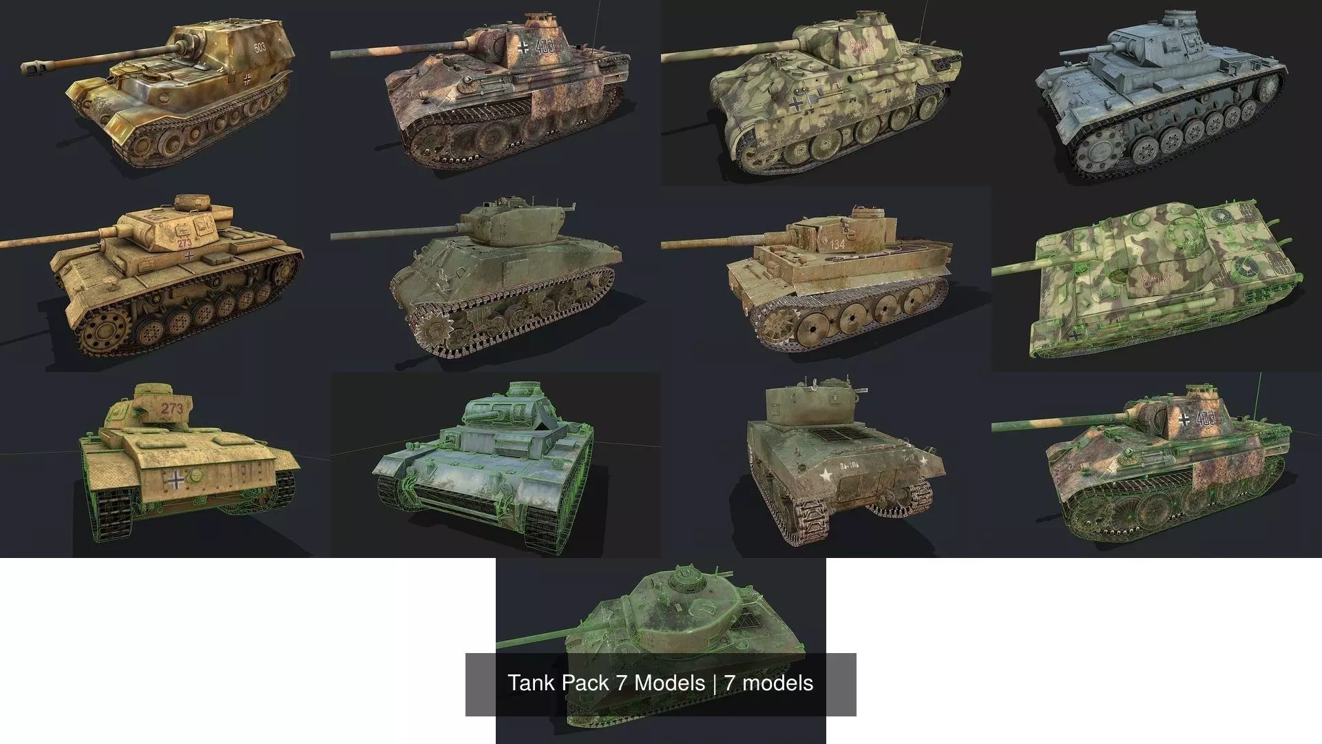 Tank Pack 7 Models 3D Model Collection_0