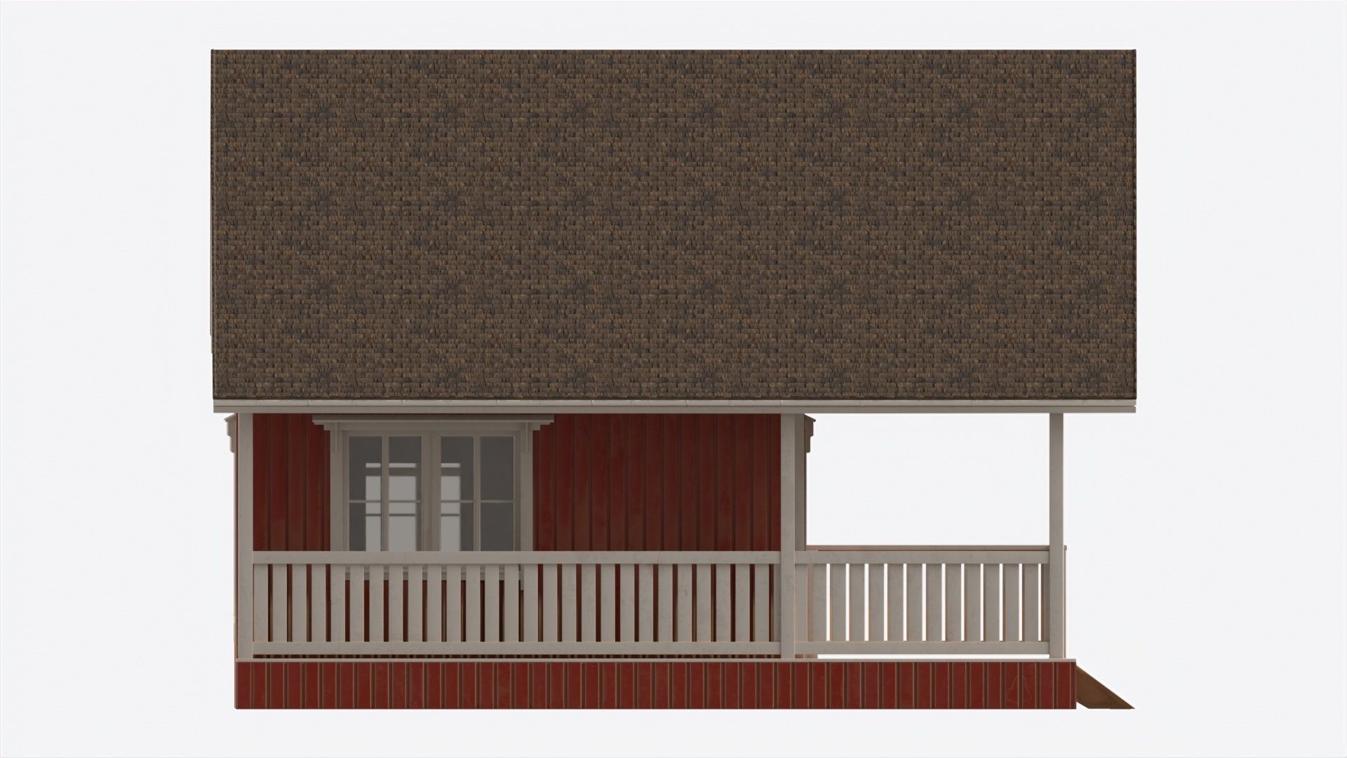 Classic Wooden Two Level House with Terrace 3D model_5