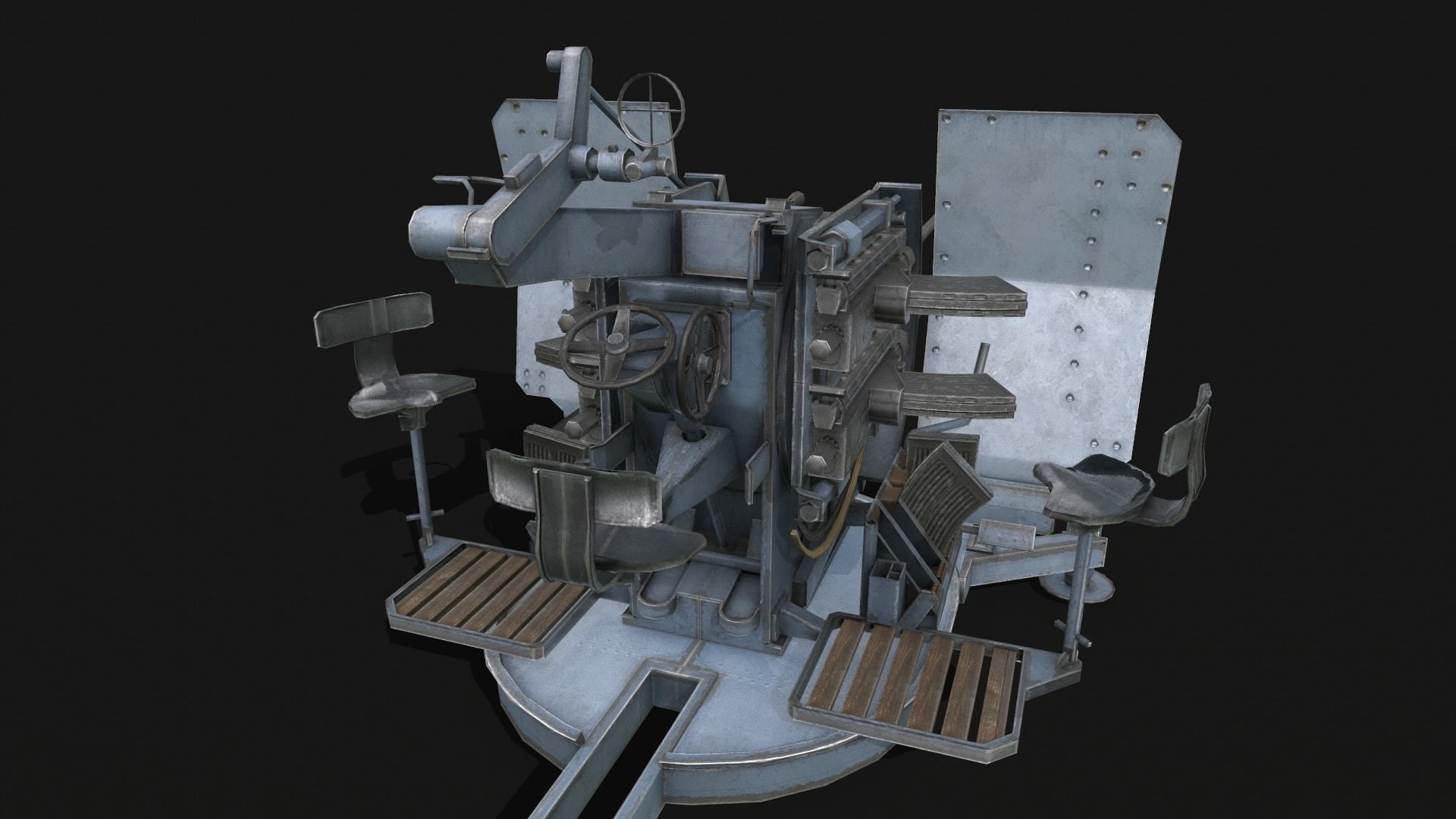 Flakvierling 38 Low-poly 3D model_3