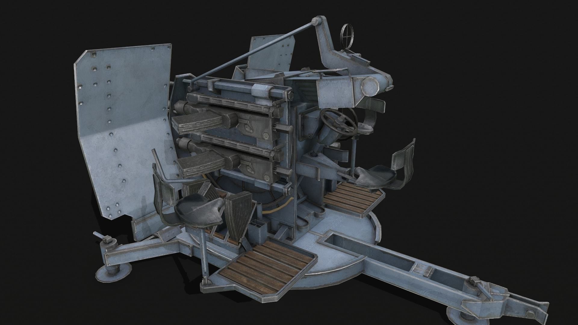 Flakvierling 38 Low-poly 3D model_1
