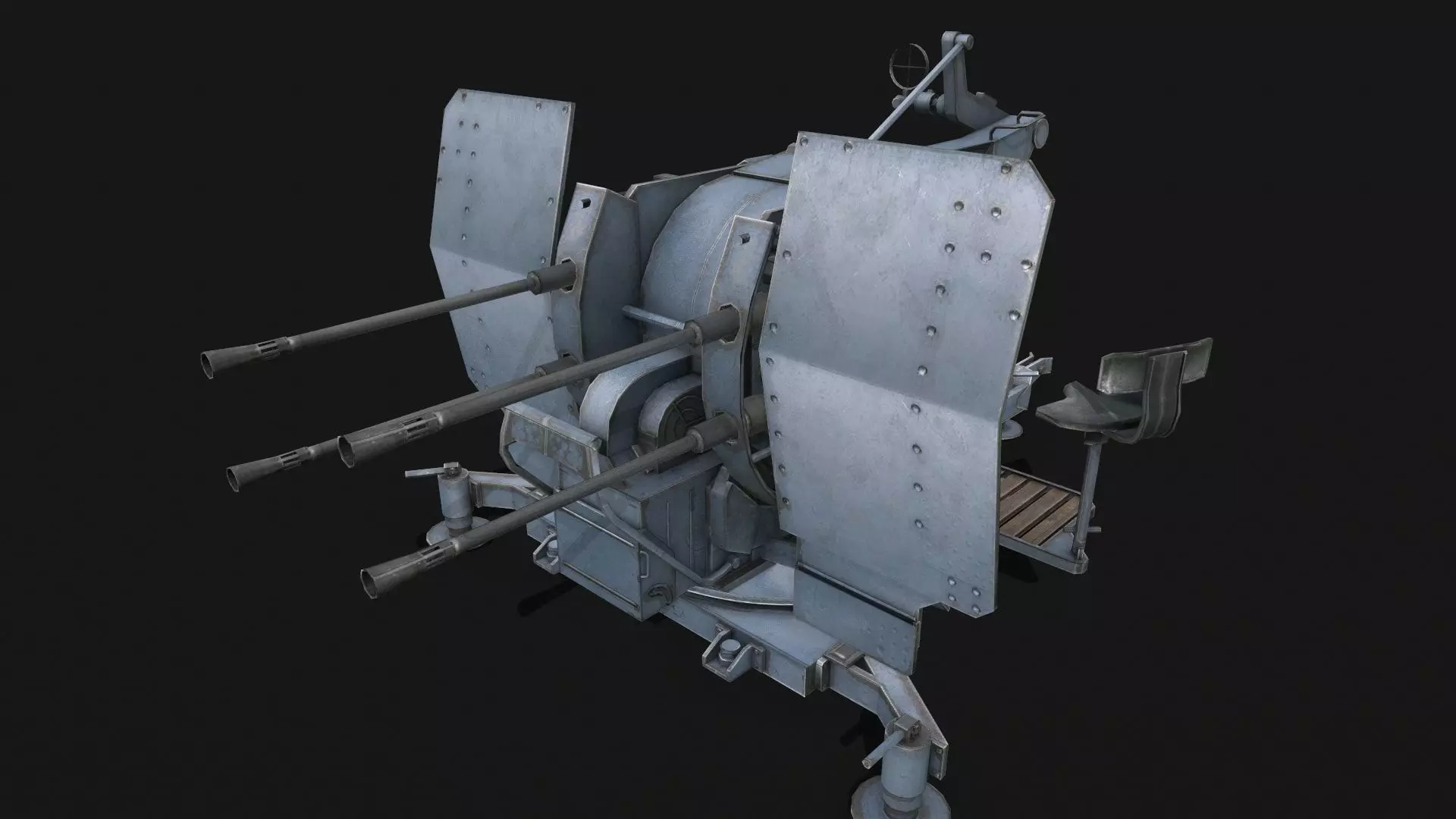 Flakvierling 38 Low-poly 3D model_0