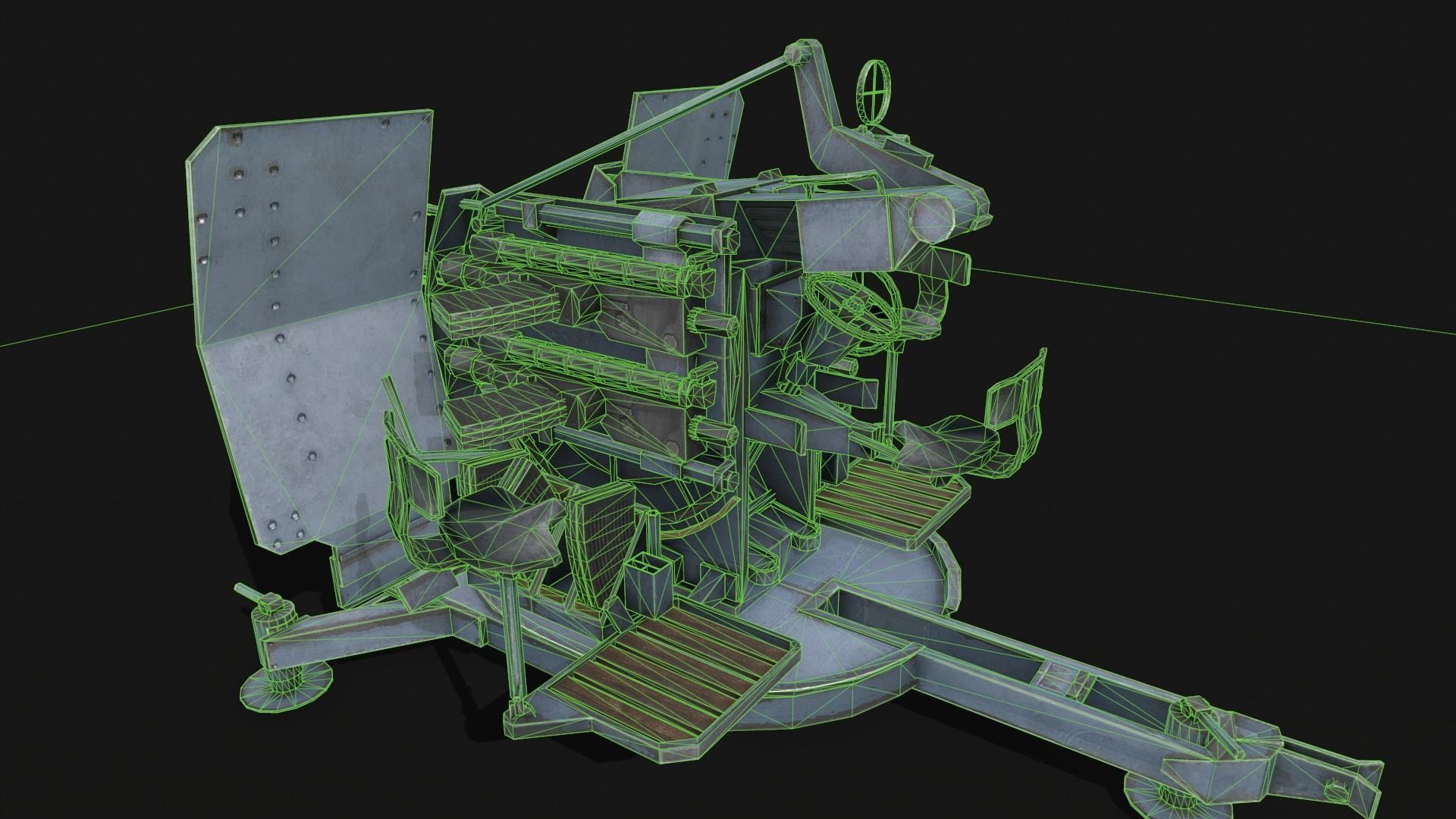 Flakvierling 38 Low-poly 3D model_5