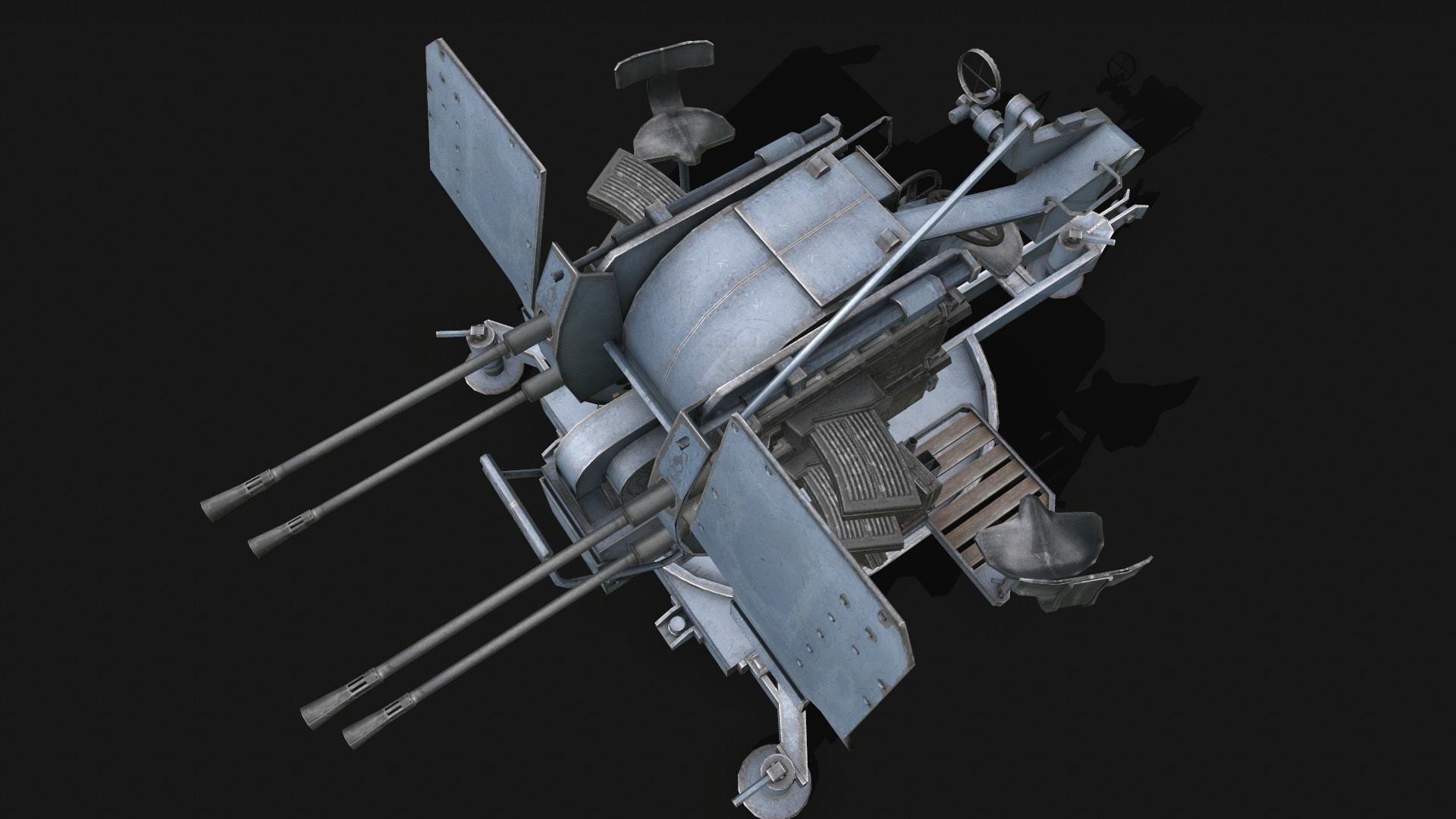 Flakvierling 38 Low-poly 3D model_2