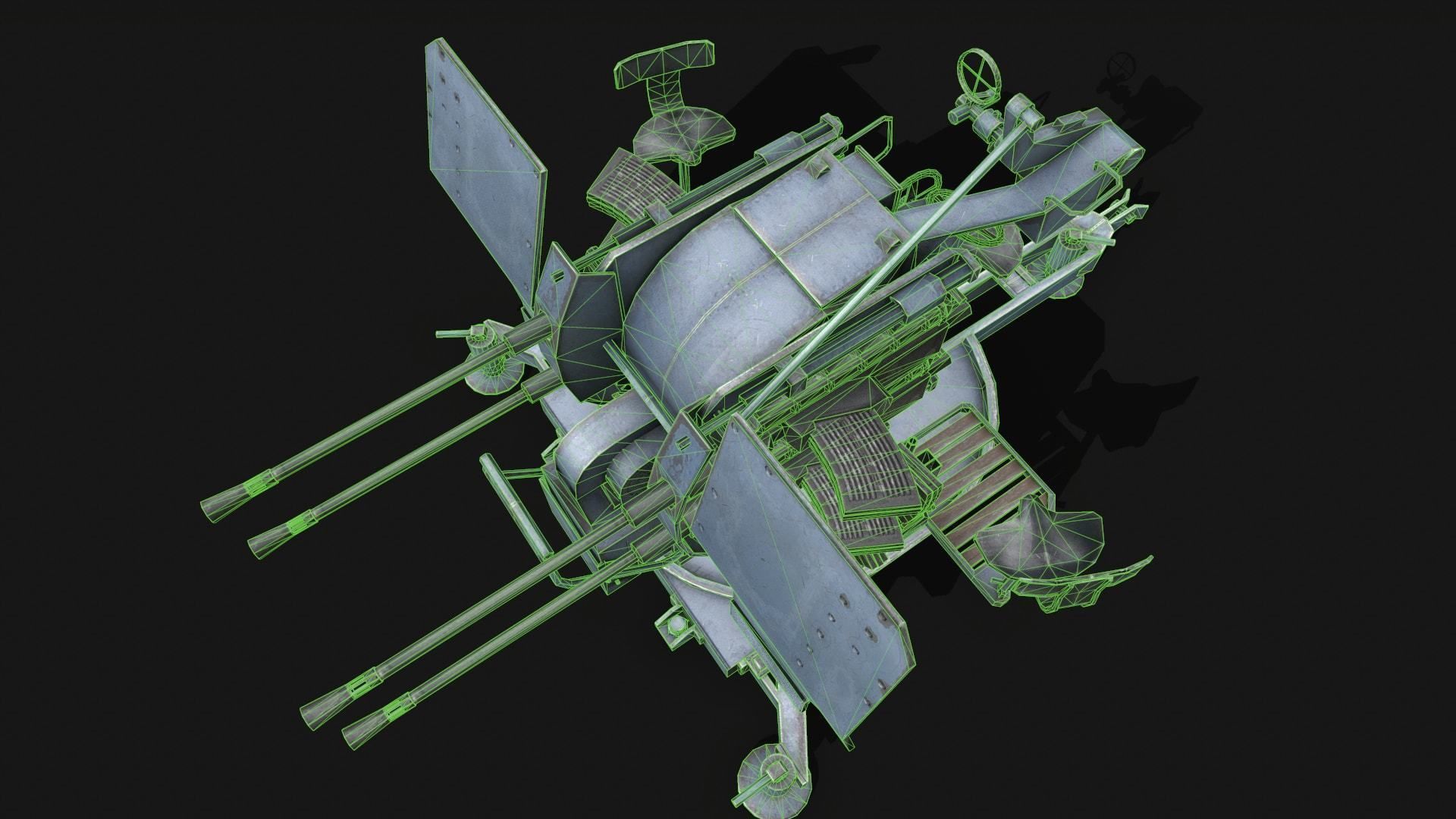Flakvierling 38 Low-poly 3D model_6