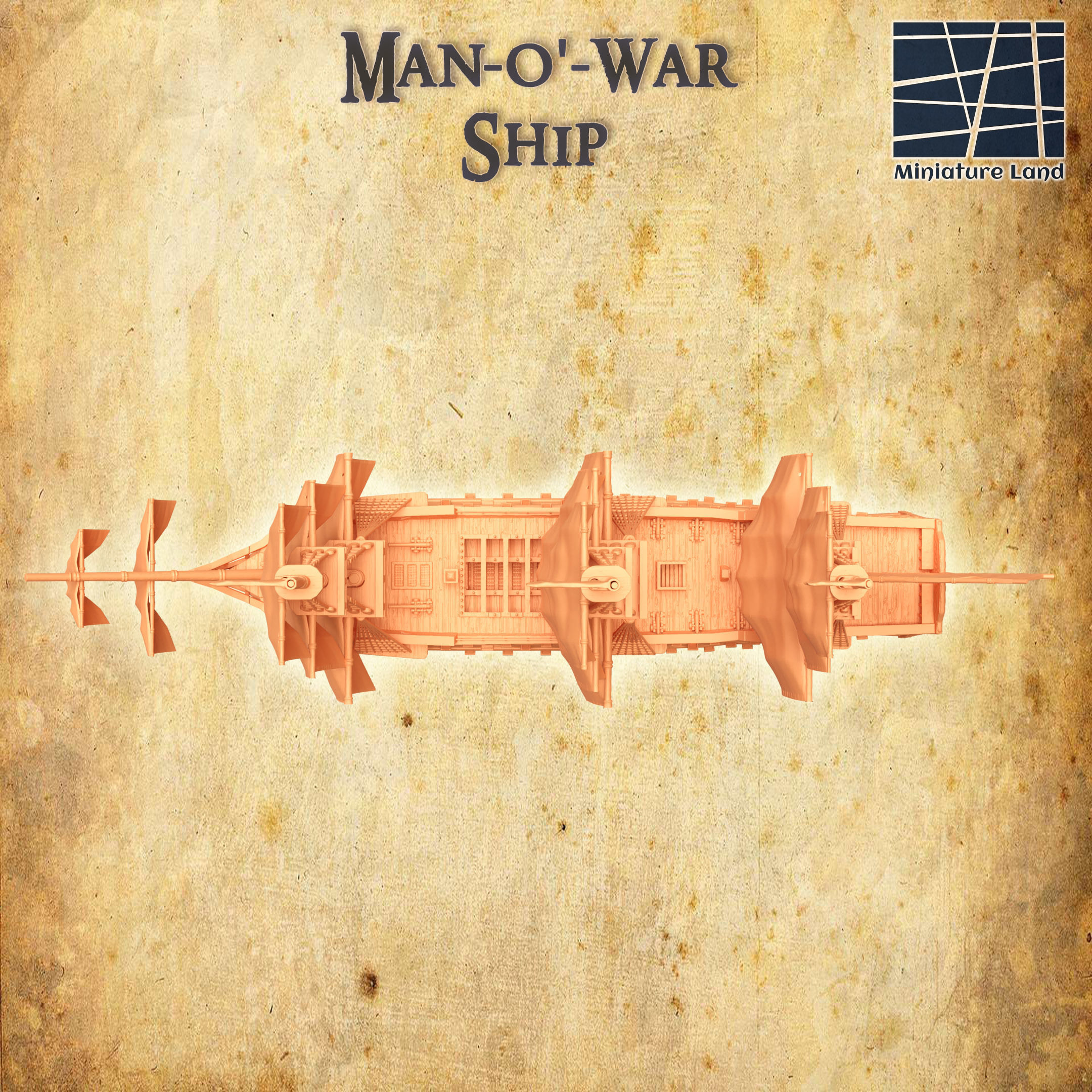 Manowar Ship Tabletop Terrain 28 MM 3D print model_4