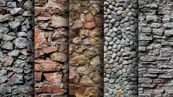 UE Rock Masonry materials part 01 Low-poly 3D model