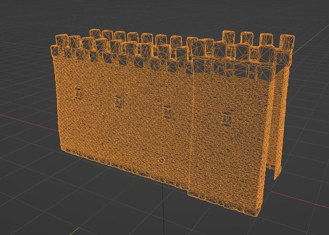 Castle Wall Section and Tower - Game Asset Low-poly 3D model_4