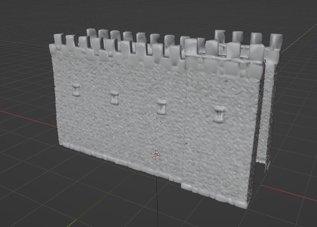 Castle Wall Section and Tower - Game Asset Low-poly 3D model_3