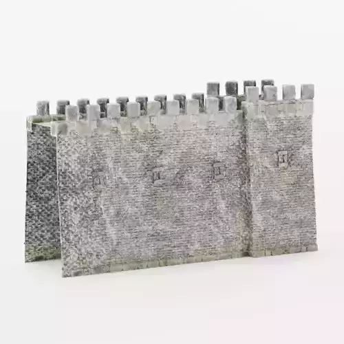 Castle Wall Section and Tower - Game Asset Low-poly 3D model