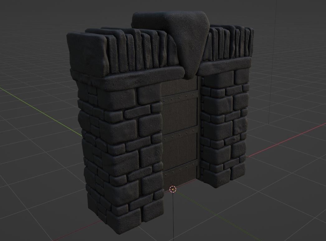 Medieval Door or Castle Gate Low-poly Rock Game-ready Model Low-poly 3D model_2