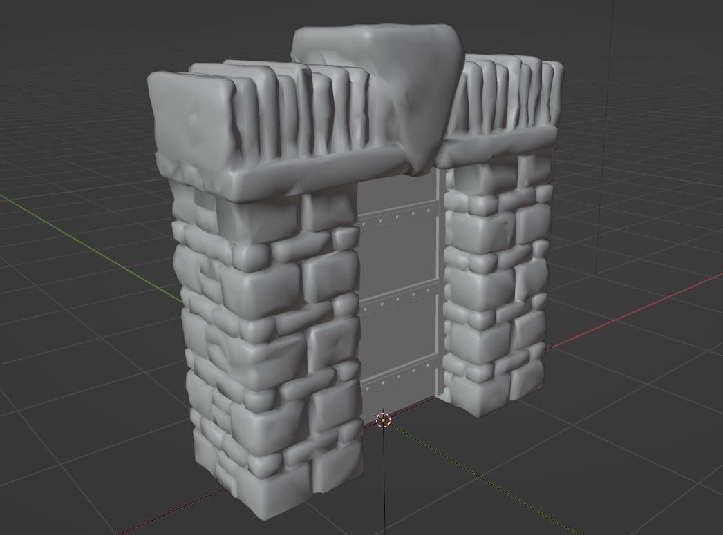 Medieval Door or Castle Gate Low-poly Rock Game-ready Model Low-poly 3D model_3