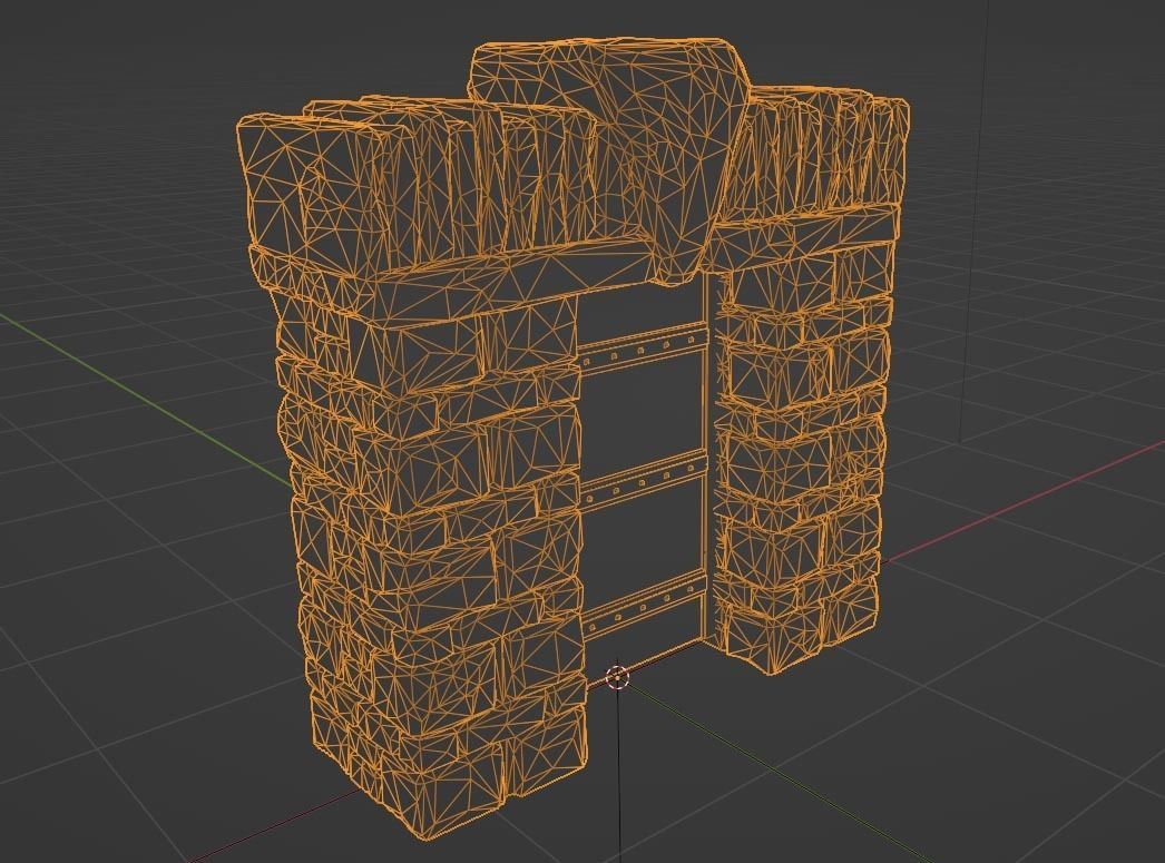 Medieval Door or Castle Gate Low-poly Rock Game-ready Model Low-poly 3D model_4