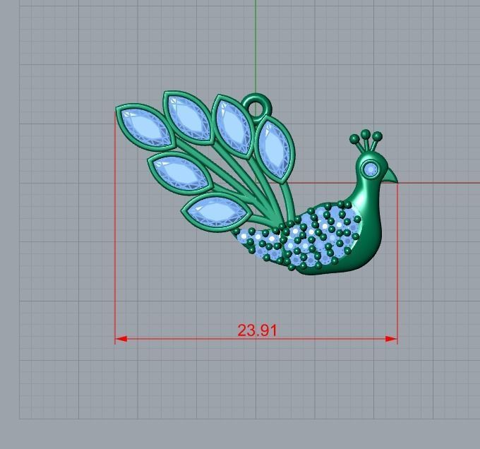 peacock pendant 3D print model_7
