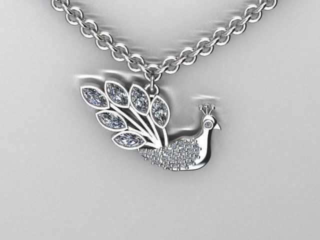 peacock pendant 3D print model_1