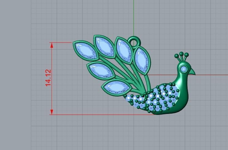 peacock pendant 3D print model_6