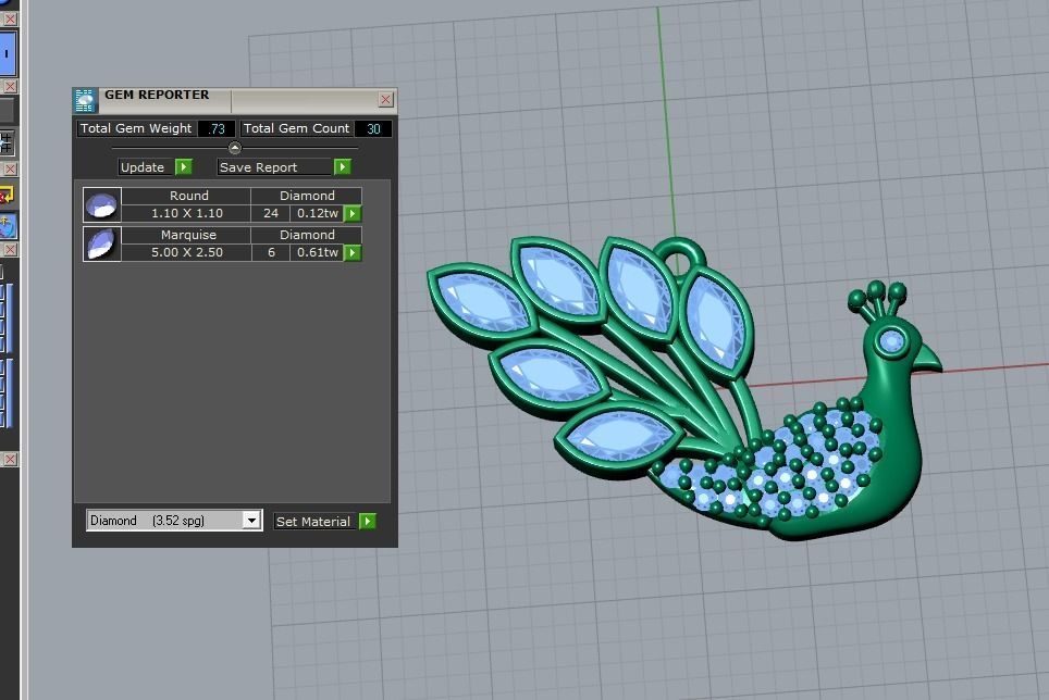 peacock pendant 3D print model_4