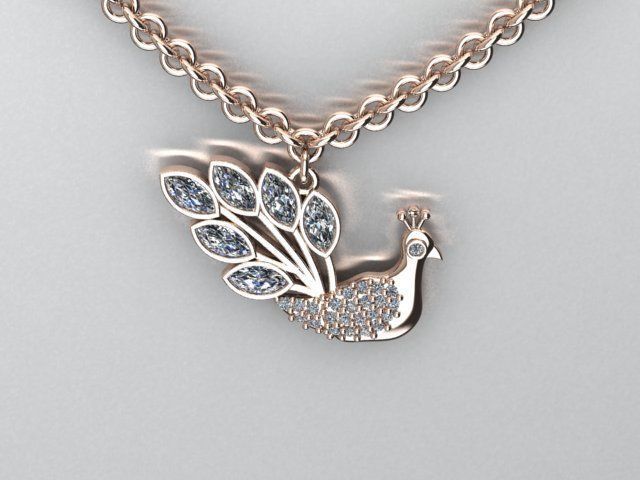 peacock pendant 3D print model_2