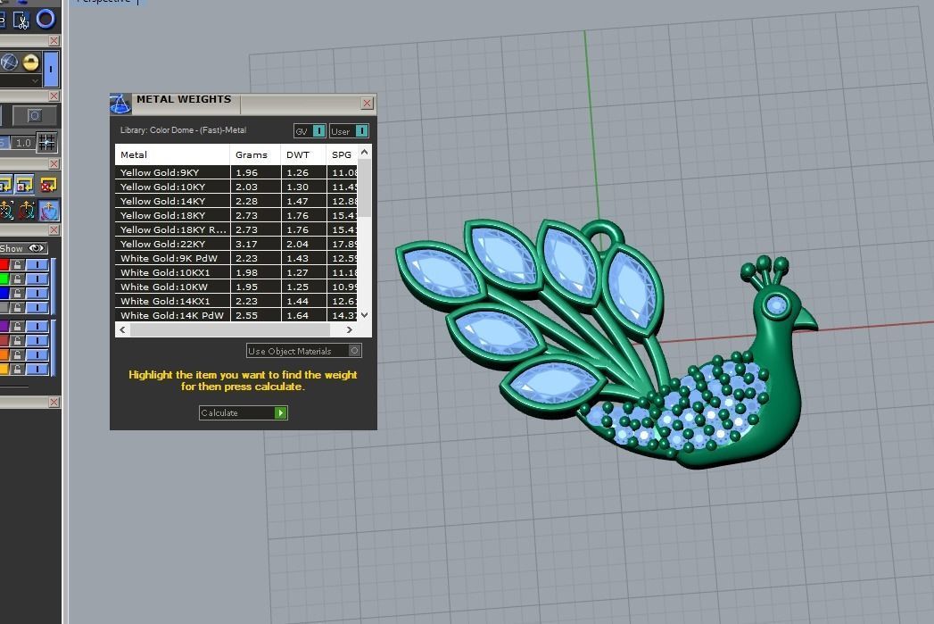 peacock pendant 3D print model_5