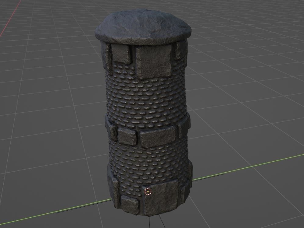 Medieval Stone Pillar - low-poly game-ready model asset Low-poly 3D model_2