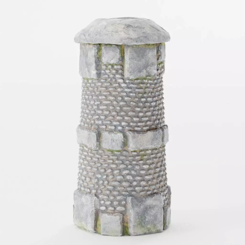 Medieval Stone Pillar - low-poly game-ready model asset Low-poly 3D model_0