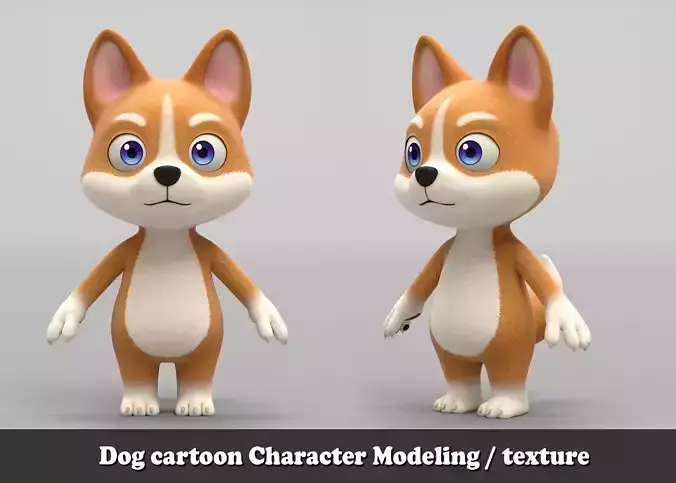 Dog cartoon character modeling textures 3D model