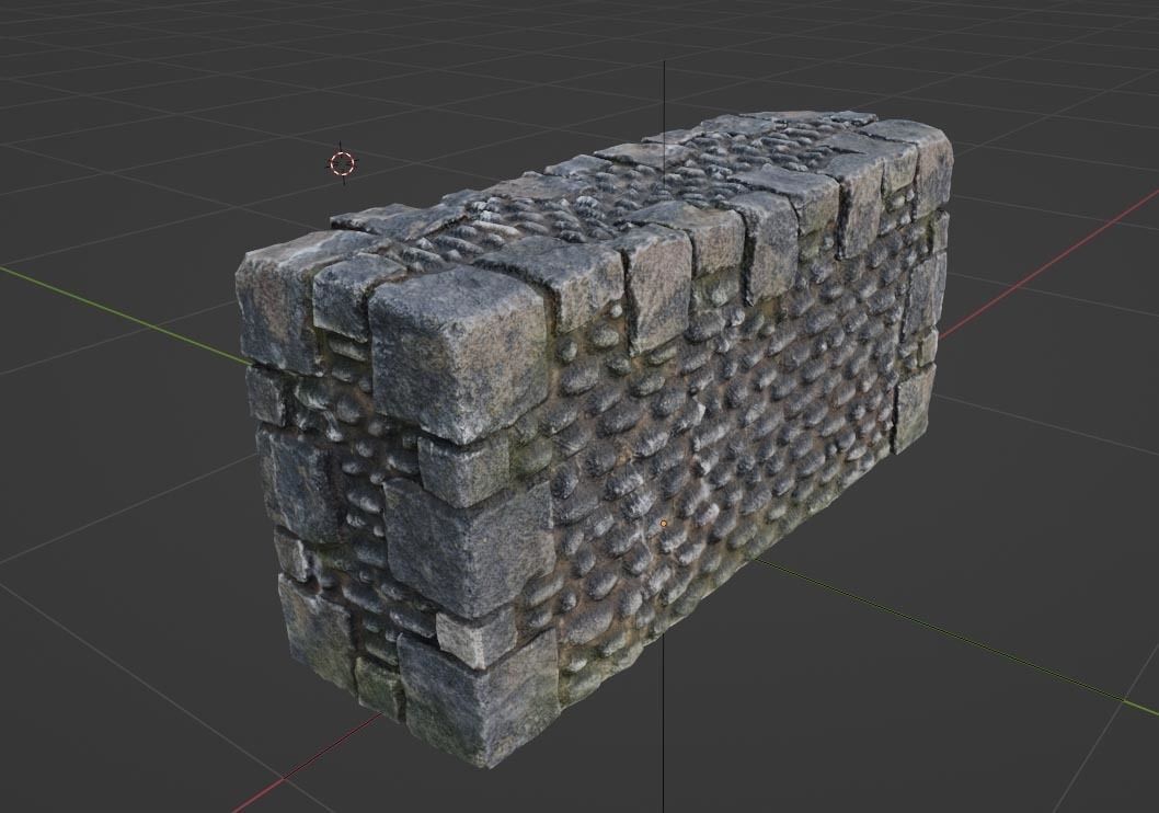 Mediaeval Stone Wall Castle Game Asset Low-poly 3D model_1