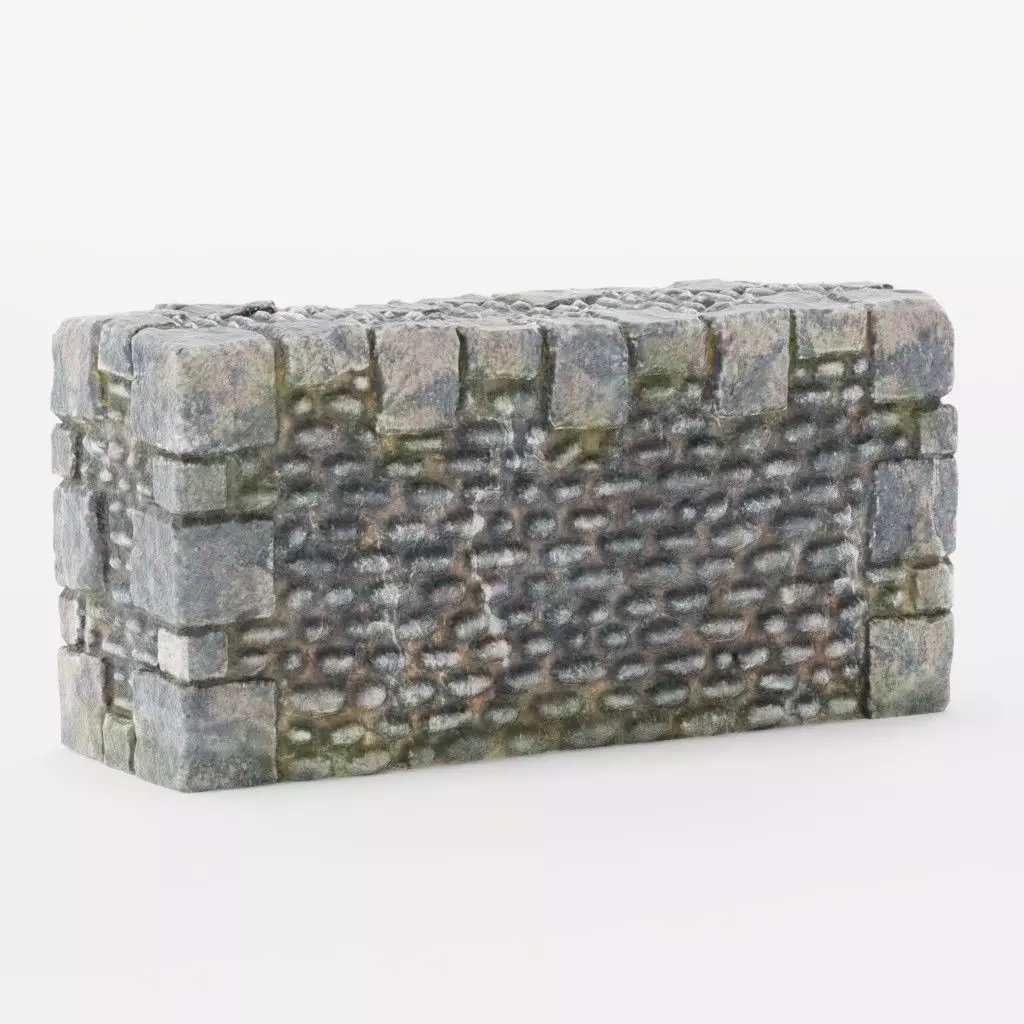 Mediaeval Stone Wall Castle Game Asset Low-poly 3D model_0