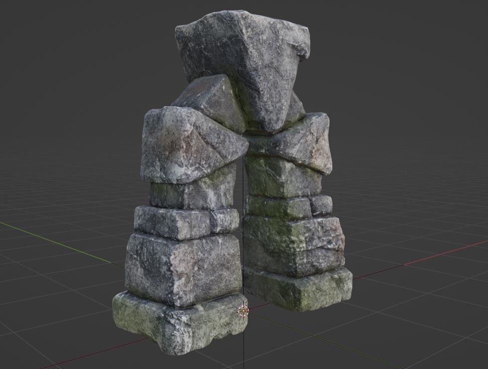Ancient Stone Gateway or Medieval Fantasy Doorway Low-poly 3D model_1