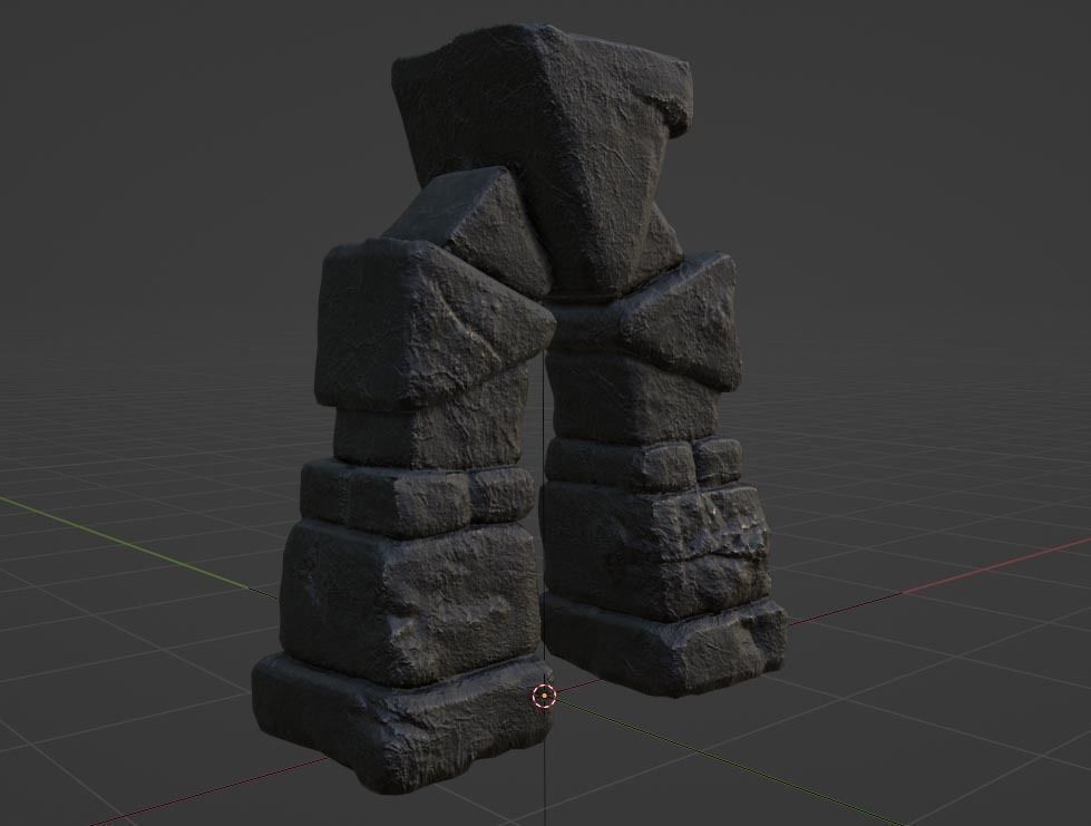 Ancient Stone Gateway or Medieval Fantasy Doorway Low-poly 3D model_2