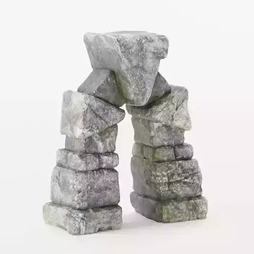 Ancient Stone Gateway or Medieval Fantasy Doorway Low-poly 3D model