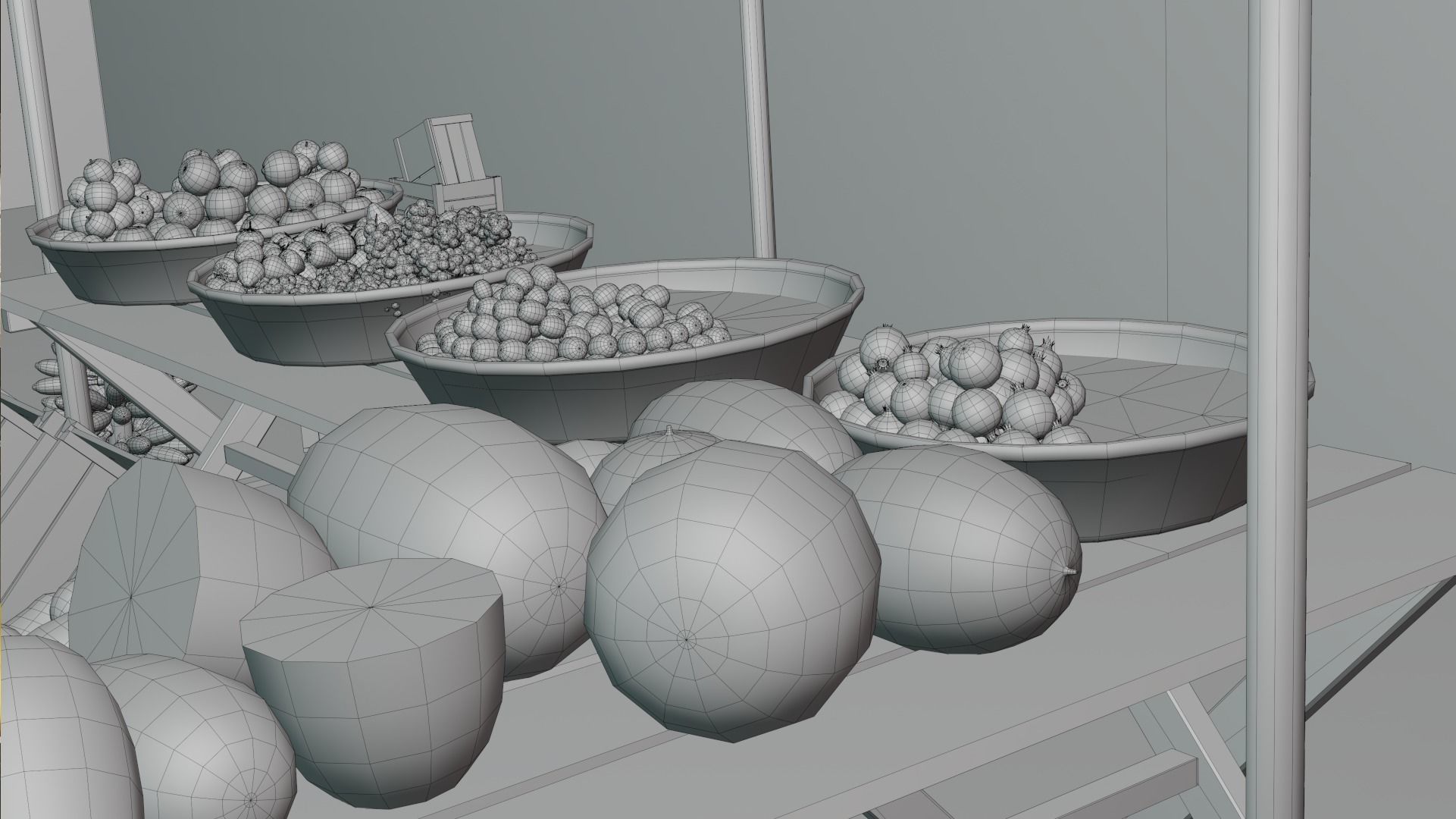 Medieval Fruit Shop Low-poly 3D model_12