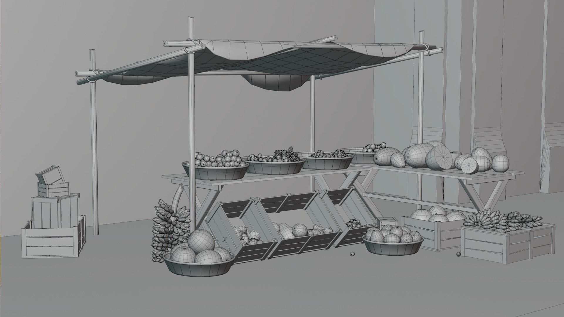 Medieval Fruit Shop Low-poly 3D model_13