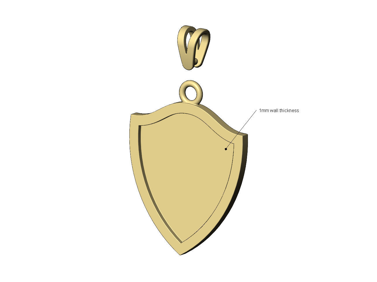 Simple shield memory pendant with bail 3D print model_7