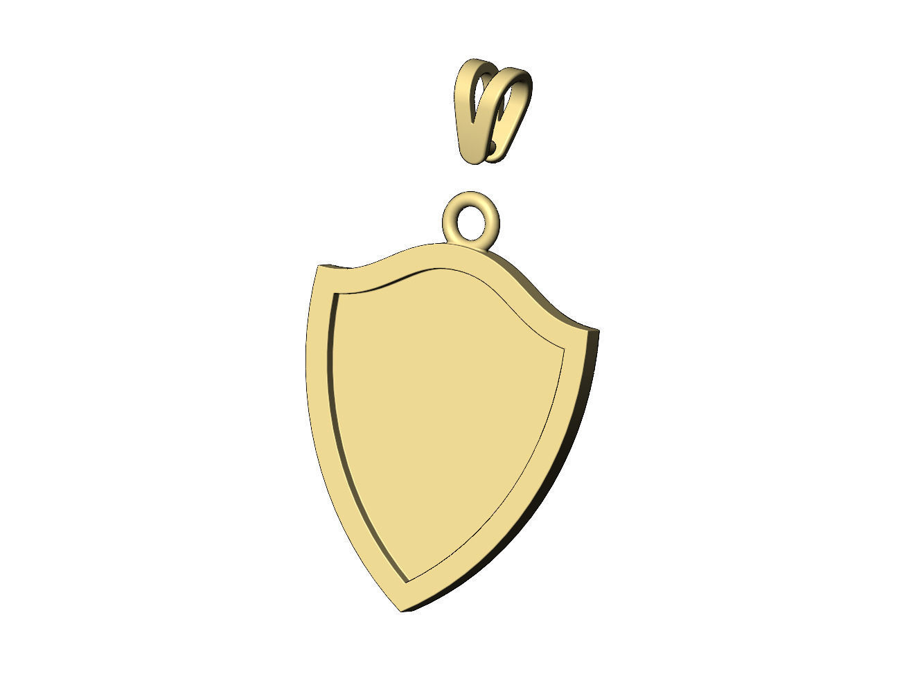 Simple shield memory pendant with bail 3D print model_5