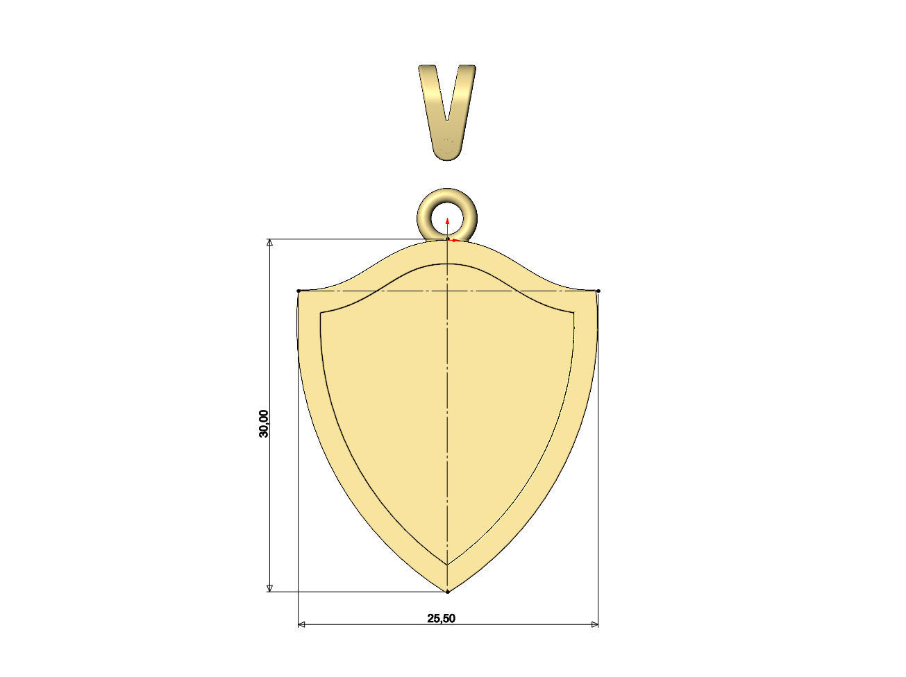 Simple shield memory pendant with bail 3D print model_6