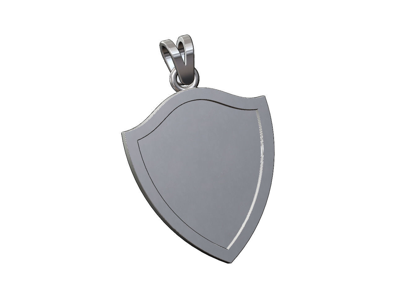 Simple shield memory pendant with bail 3D print model_10