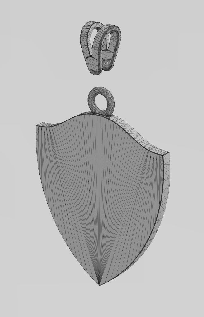 Simple shield memory pendant with bail 3D print model_14