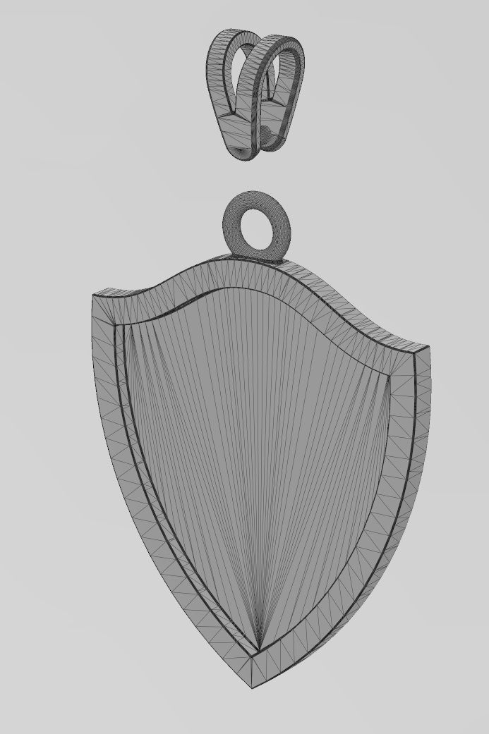 Simple shield memory pendant with bail 3D print model_13