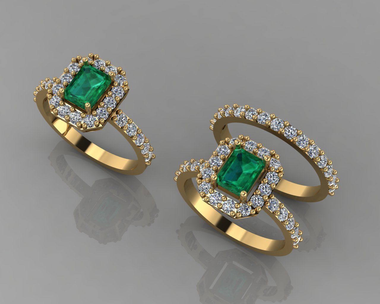 Emerald jewel ring 3D print model_4