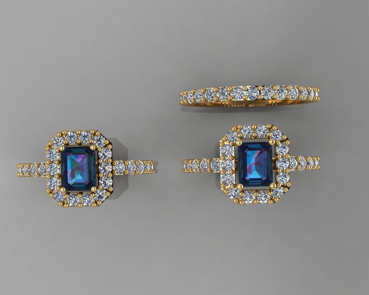 Emerald jewel ring 3D print model_7