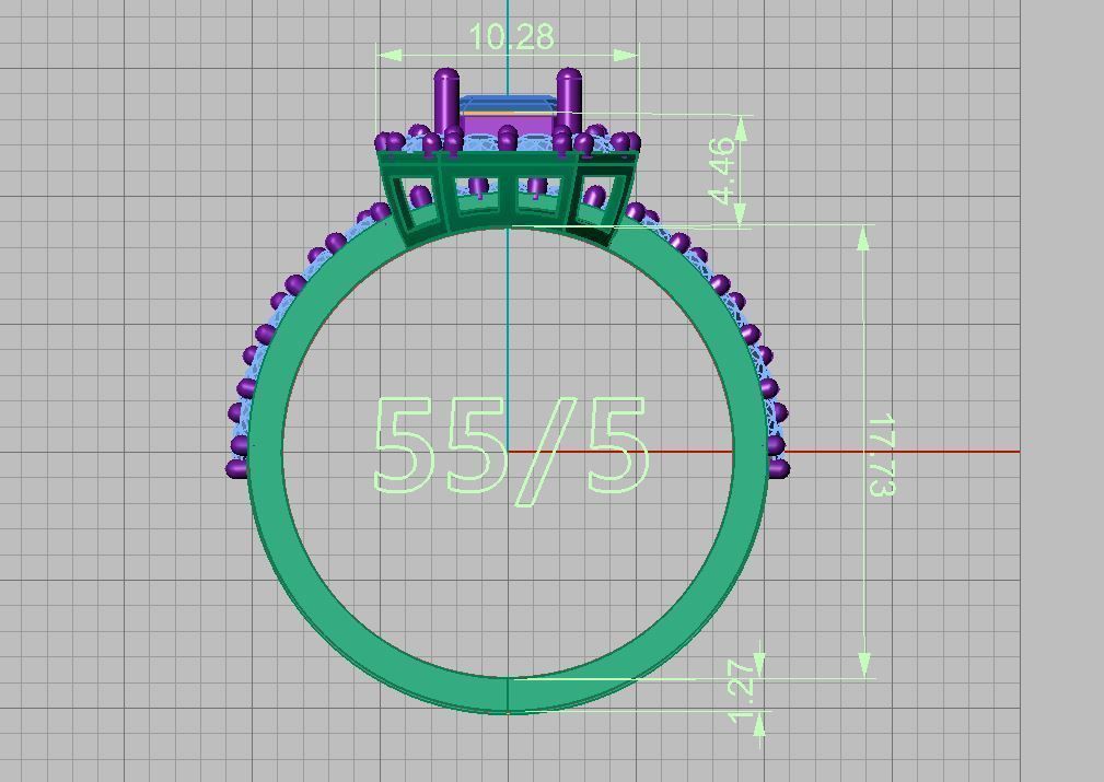 Emerald jewel ring 3D print model_8