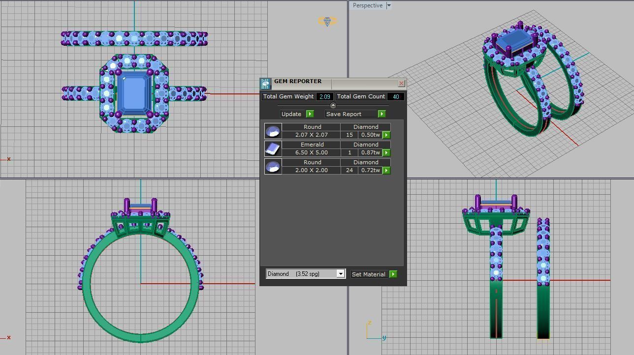 Emerald jewel ring 3D print model_10