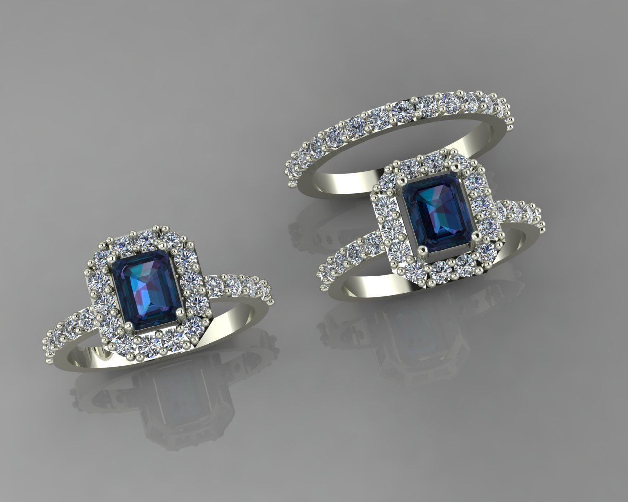 Emerald jewel ring 3D print model_1