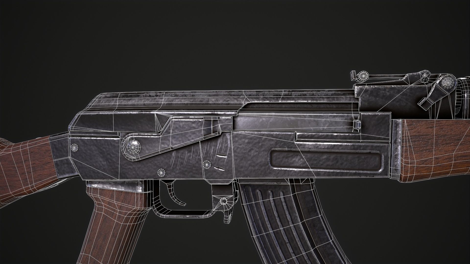 Assault Rifle AK-47 Low-poly 3D model_18